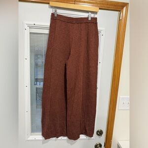 Wide Leg Free People Knit Pants in Rich Brown